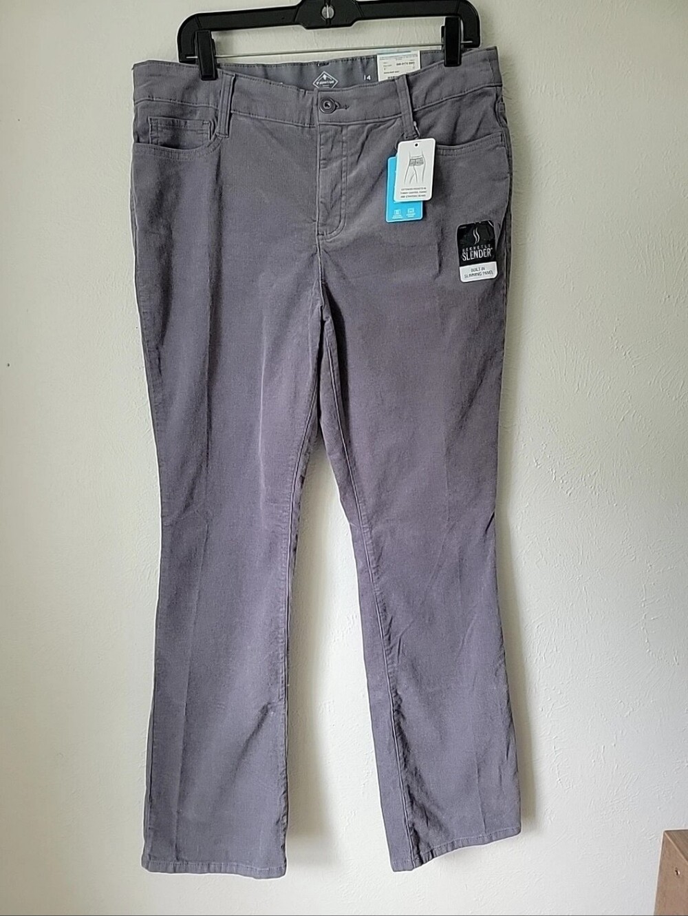 St. John’s Bay Women's Corduroy Pants Gray Secretly Slimming